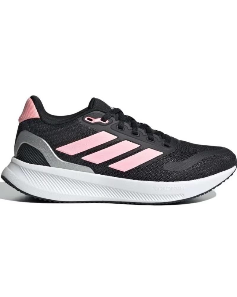 Adidas Runfalcon 5 Negras con Detalles Rosas Negro