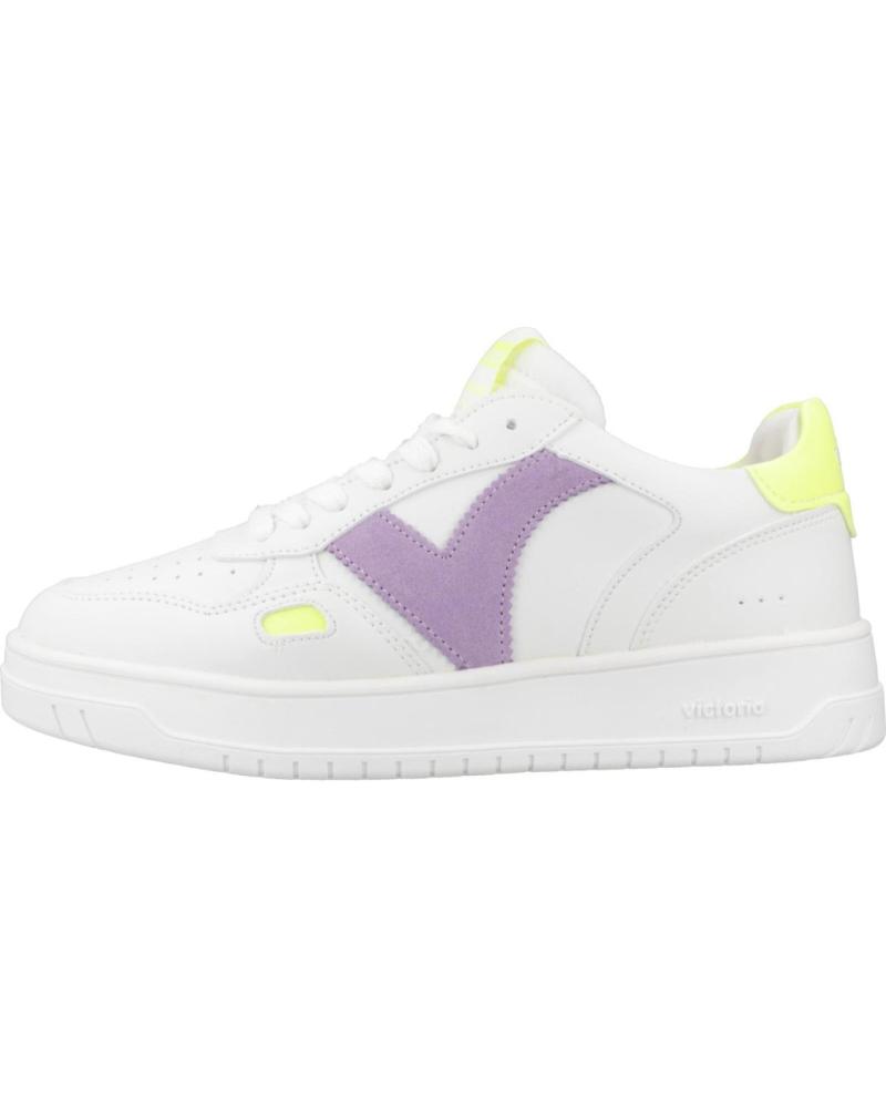 VICTORIA SEÚL 1257121V - DEPORTIVAS EFECTO PIEL Y SERRAJE BLANCO CON DETALLES NEÓN AMARILLO YELLOW AMARILLO