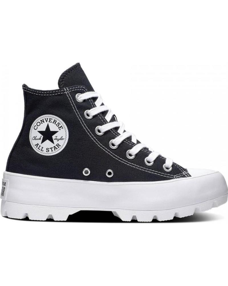 ZAPATILLAS CONVERSE ALTAS PLATAFORMA NEGRAS BLANCAS MUJER NEGRO