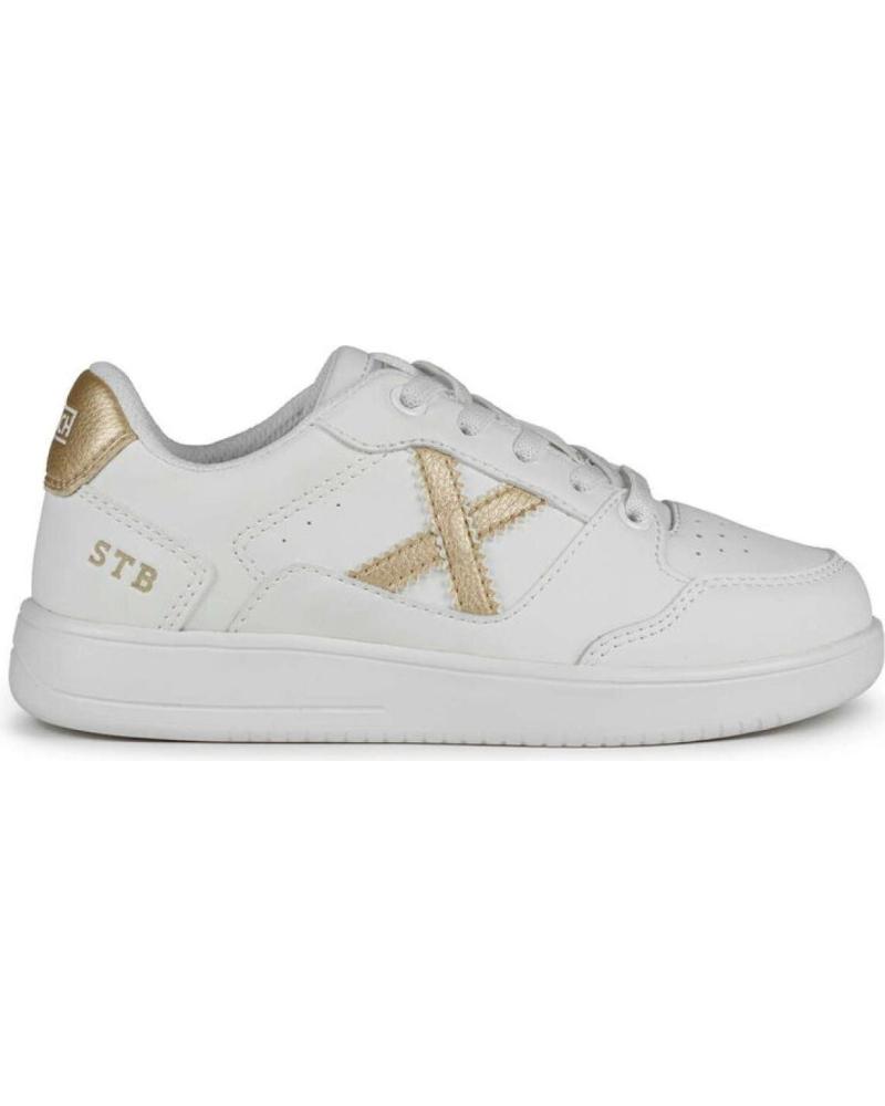 MUNICH LEGIT KID 8022002: ZAPATILLAS DEPORTIVAS CASUAL BLANCAS CON DETALLES DORADOS PARA NIÑOS BLANCO