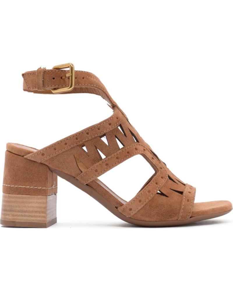 SANDALIAS DE TACÓN ALPE 2426 11 51 EN PIEL MARRÓN BABY SILK SUGHERO SUGHERO