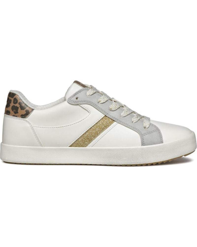 GEOX D BLOMIEE D456HC: ZAPATILLAS CASUAL MUJER BLANCAS Y PLATEADAS C1151 OPTIC WHITE-SI