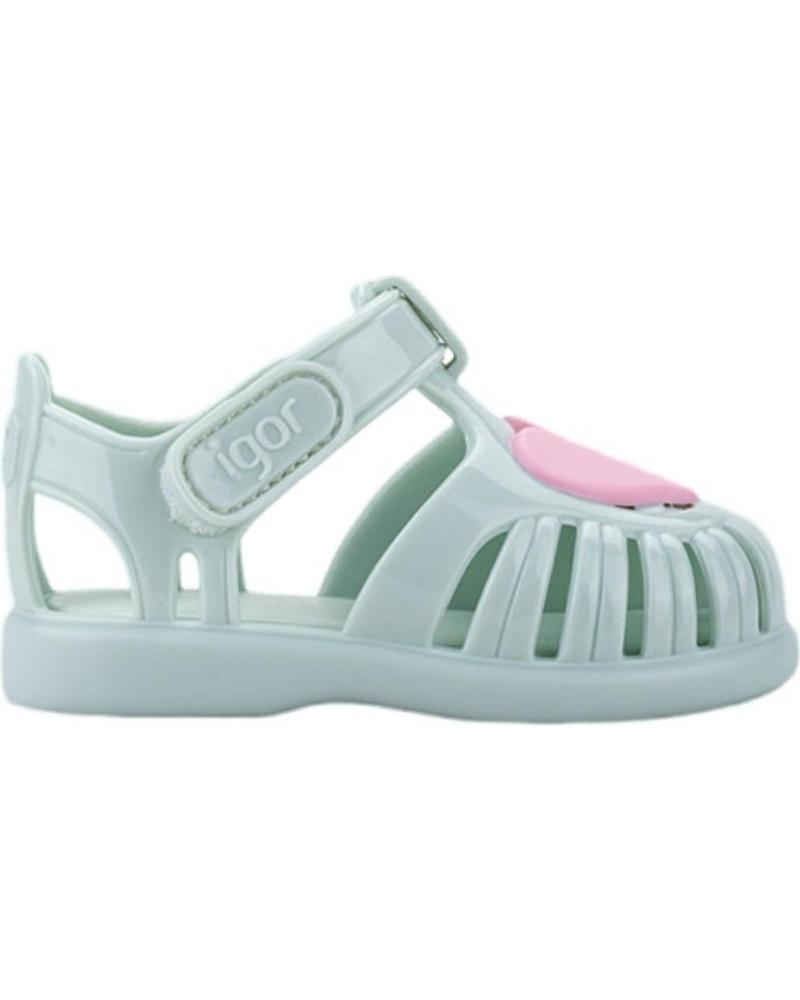 Chanclas de Niña IGOR TOBBY CORAZON VELCRO GLOSS VERDE