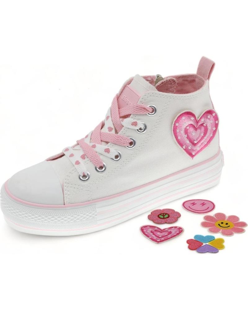 Deportivas de Niña BEPPI BOTA LONA WHITE - PINK