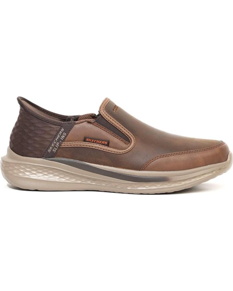 MOCASINES SKECHERS SLADE - COOPER 205237 DE CUERO MARRÓN CUERO