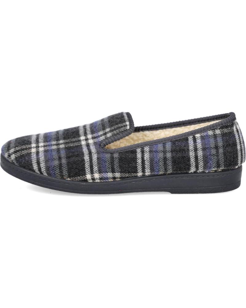 L&R SHOES ZAPATILLAS DE CASA NATALIA 52 DE CUADROS GRISES PARA HOMBRE GRIS