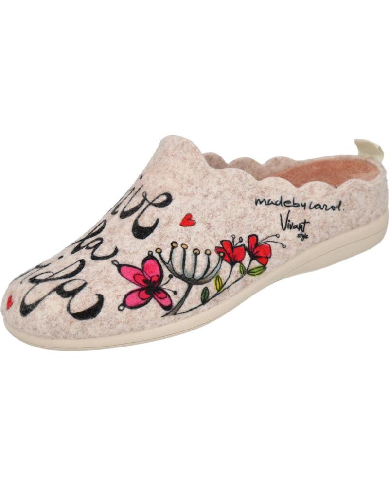 ZAPATILLAS DE CASA VIVANT V-IL-C212660FIBE BEIGE PARA MUJER BEIGE
