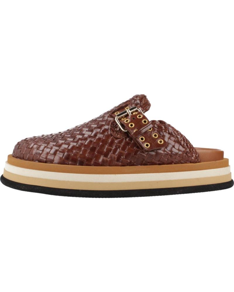 Zuecos de Mujer PONS QUINTANA ZUECOS MUJER MODELO CAIMAN COLOR MARRON TRENZADO