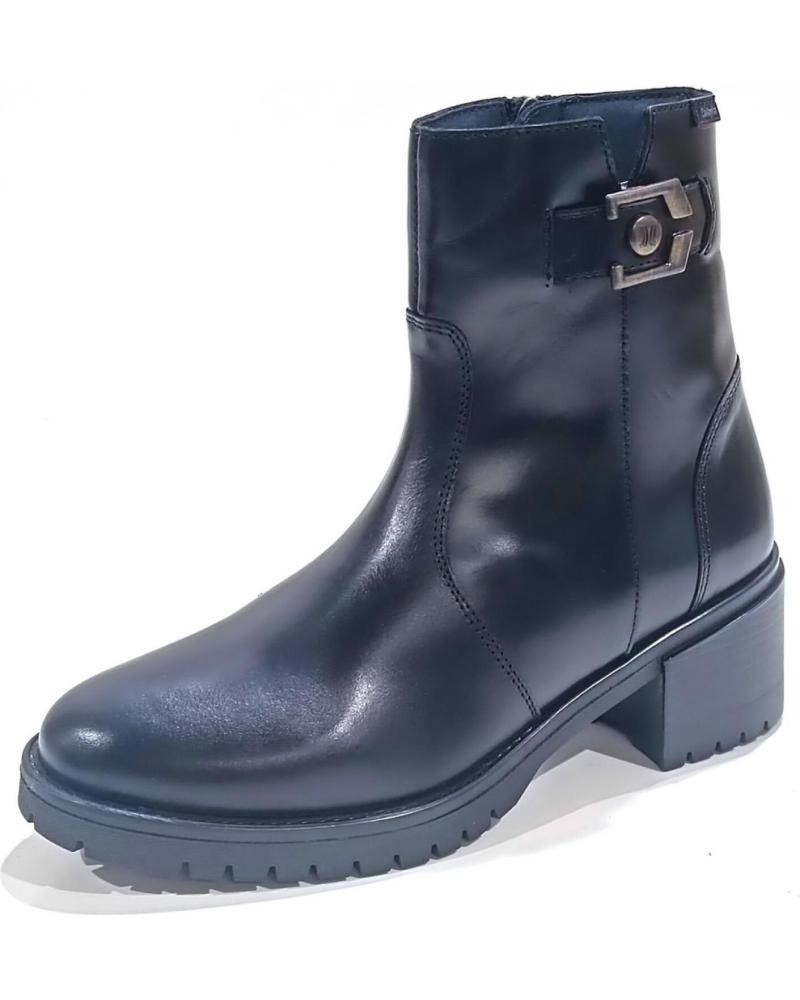 Botines de Mujer CALLAGHAN BOTIN CASUAL DE PIEL CON TACON DE GOMA NEGRO