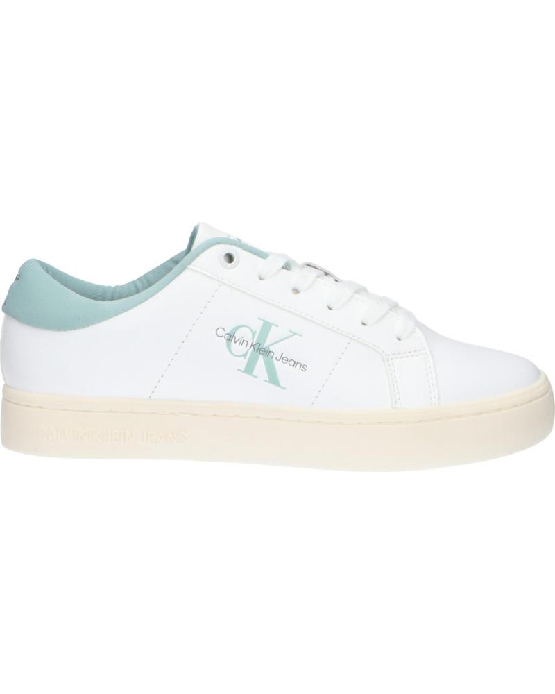 Deportivas de Mujer CALVIN KLEIN YW0YW01444 CLASSIC CUPSOLE 02R BRIGHT WHITE-BLUE SURF