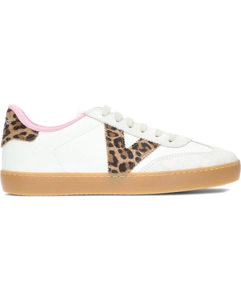 VICTORIA BERLIN 1126204 - ZAPATILLAS EFECTO PIEL Y SERRAJE CON ANIMAL PRINT LEOPARDO BLANCO/BEIGE/ROSA BLANCO