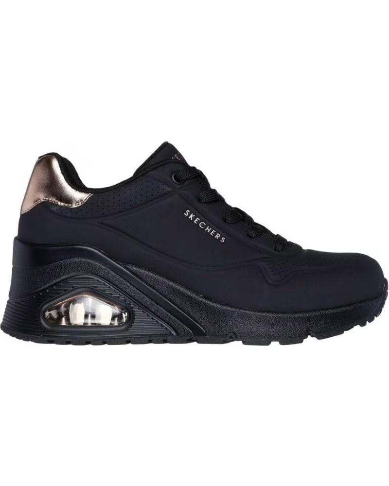 Skechers Uno Wedge Hi Steps Cuna Plataforma Mujer 177520-BBK Negra Pi Negro