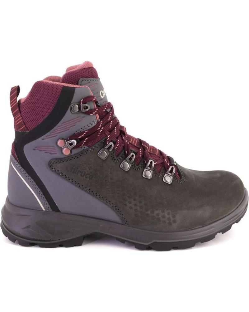 Botas de Mujer CHIRUCA TAIGA TREKKING DE MUJER PIEL GRIS-BURDEOS