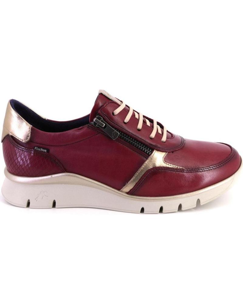Deportivas de Mujer FLUCHOS F2070 ZAPATILLAS CASUAL DE MUJER CUERO PIEL BURDEOS