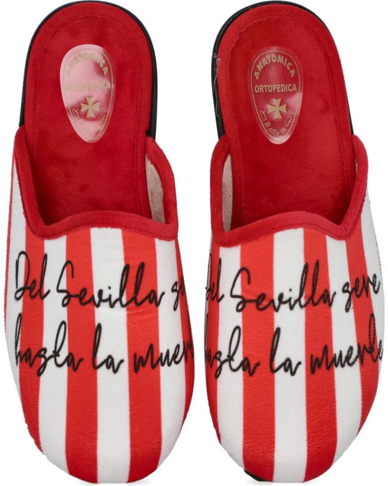 ZAPATILLAS DE CASA PARA HOMBRE L&R SHOES LR SHOES 2050 RAYAS SEVILLA BLANCO-ROJO BLANCO-ROJO