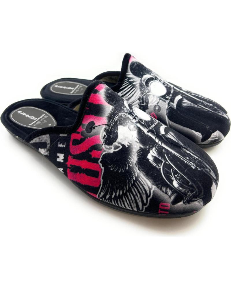 Calzado de casa de Hombre CHIC VISION ZAPATILLAS CASA CABALLERO METIDAS MOTO NEGRO