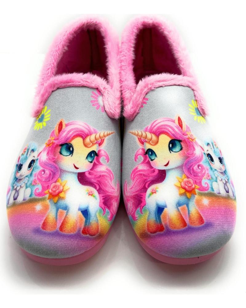 Calzado de casa de Niña CHIC VISION ZAPATILLAS CASA NINA CERRADAS UNICORNIO GRIS