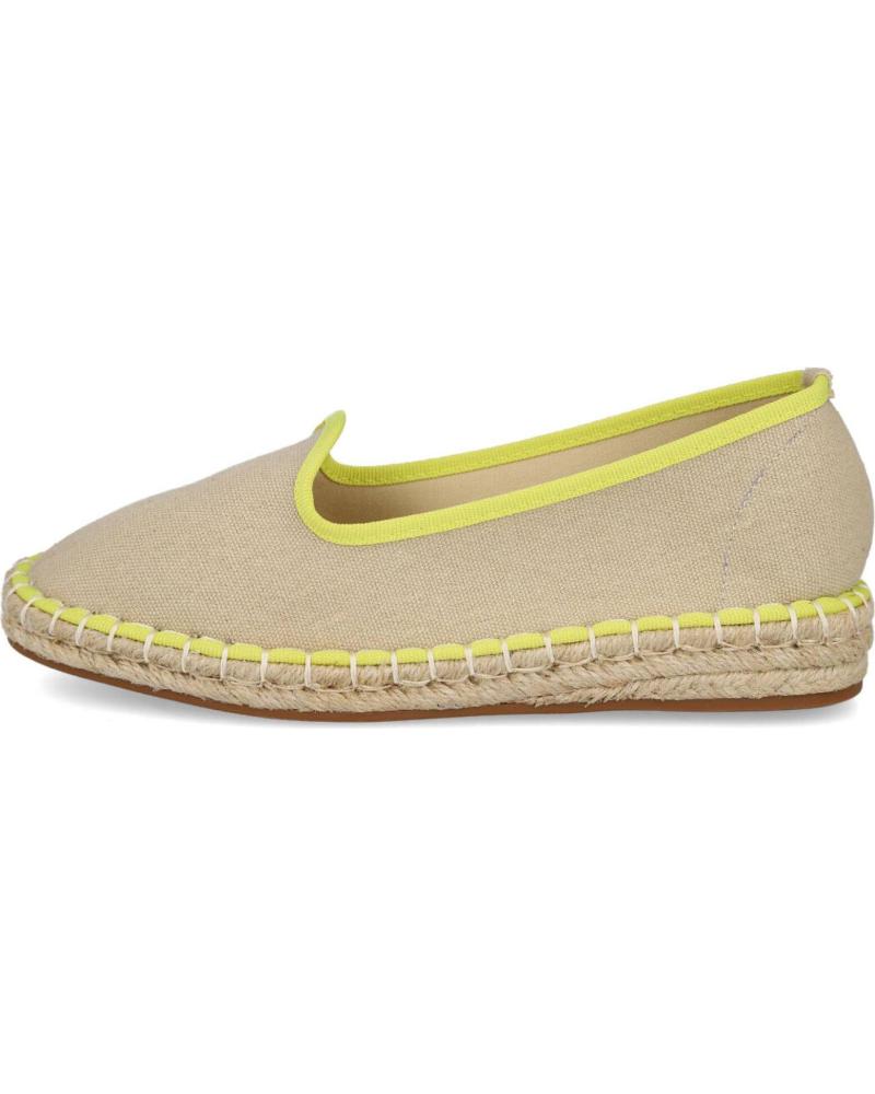 L&R SHOES C618 - BAILARINAS ALPARGATAS PLANAS DE LONA BEIGE CON SUELA DE ESPARTO BEIGE