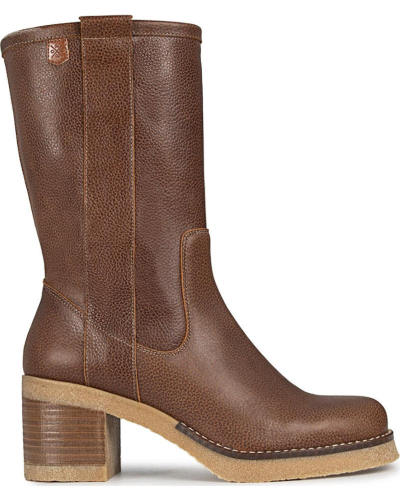 Botas de Mujer POPA BOTAS DE MUJER DE PIEL MENGER MARRON CON TACON MEDIO MARRóN