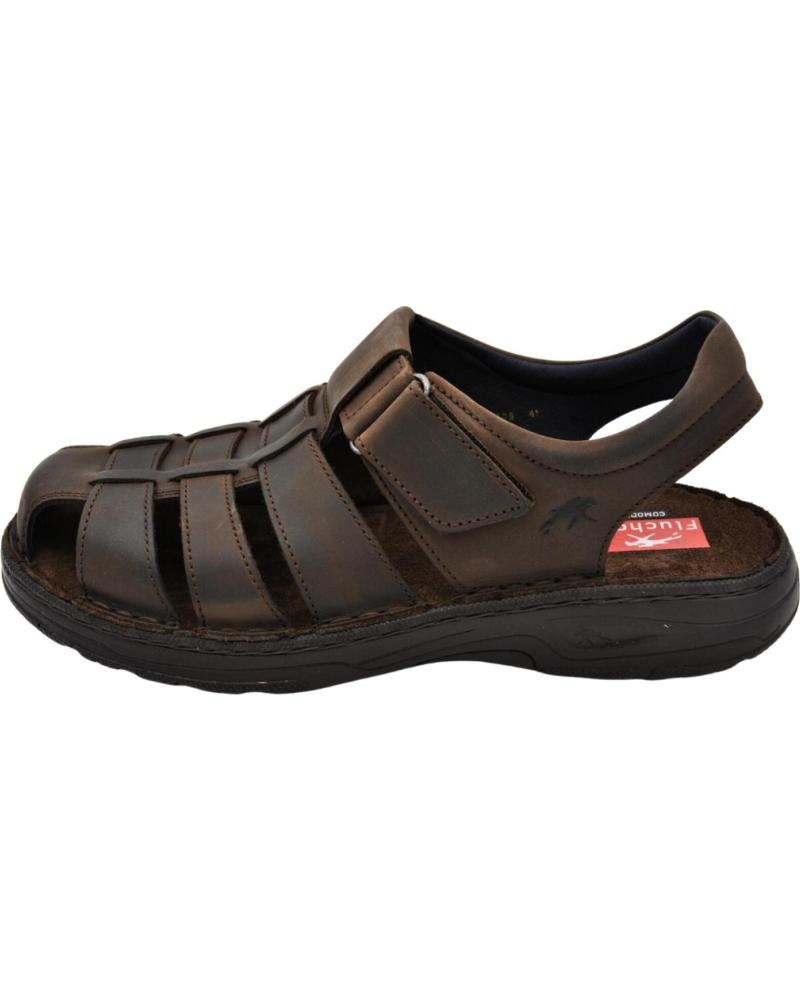 SANDALIAS FLUCHOS F2198 DE PIEL CON CIERRE DE VELCRO MARRON