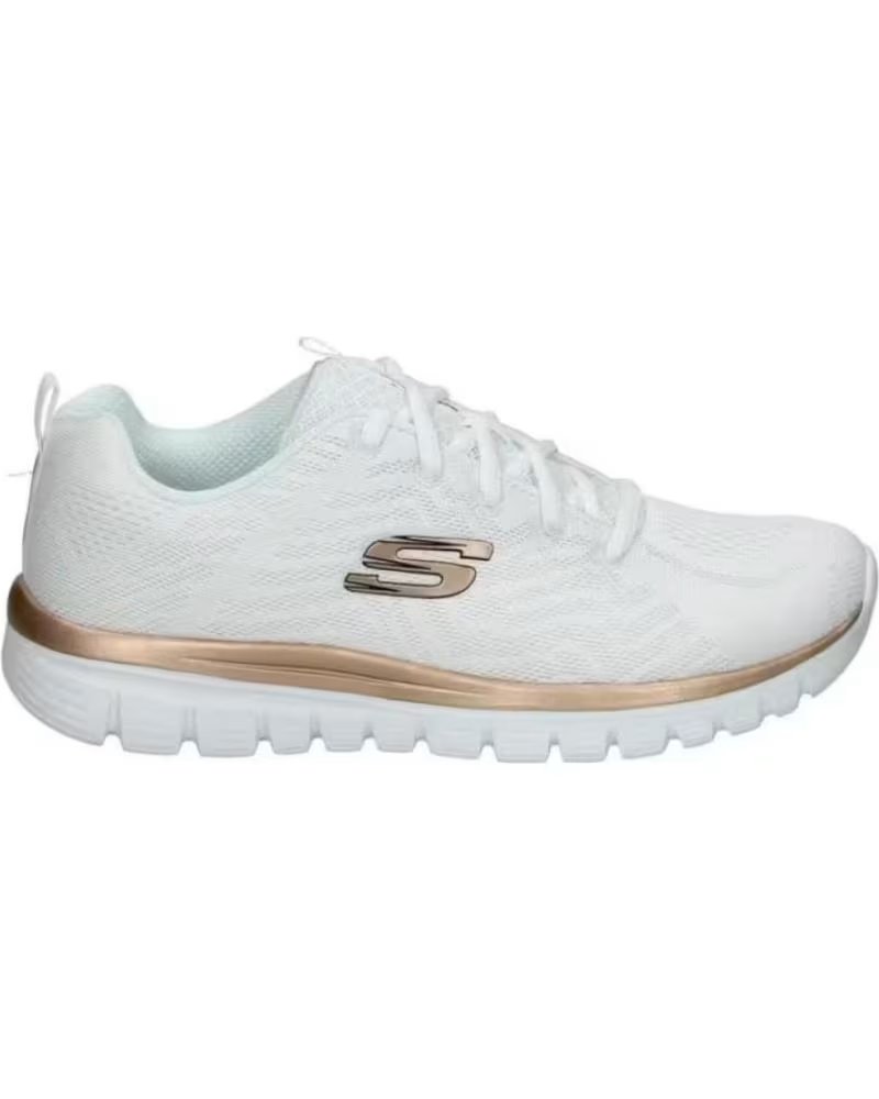 Skechers Skechers Graceful Get Connected 12615WTRG - Zapatillas Blancas con Detalles Oro Rosa Blanco