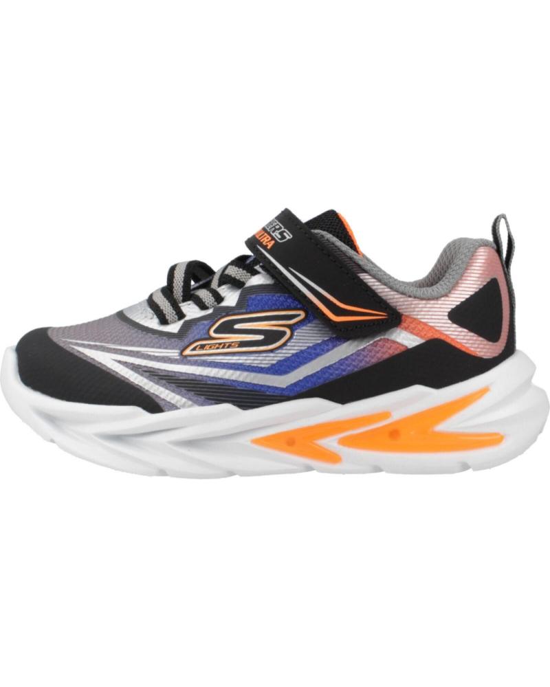 SKECHERS FLEX-GLOW ULTRA BKSL - ZAPATILLAS NIÑO GRIS/NEGRO Y NARANJA BKSL