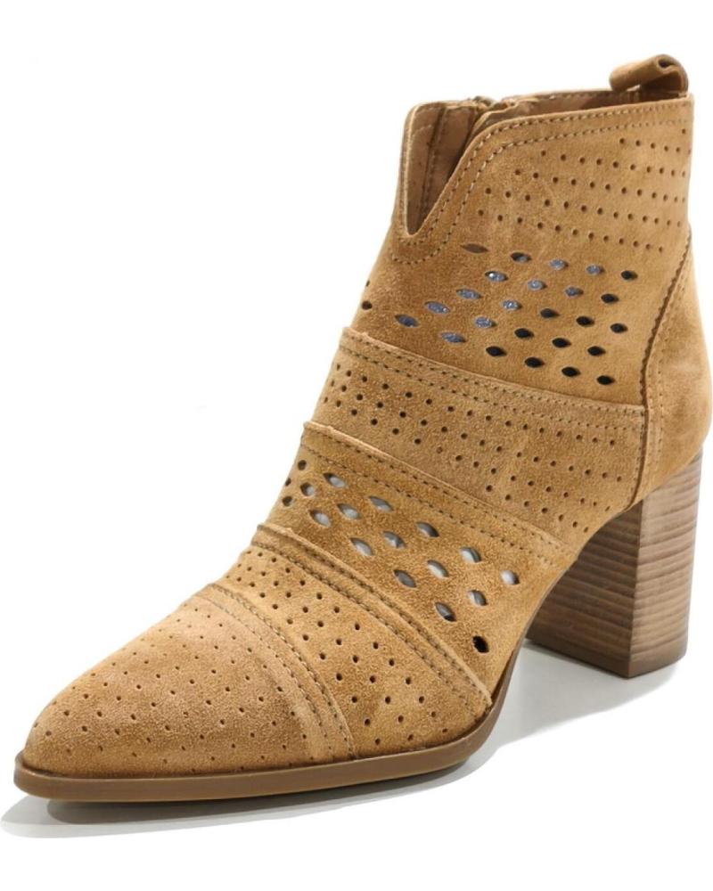 BOTINES ALPE CANA BAJA TAN CON PERFORACIONES Y TACÓN BLOQUE TAN