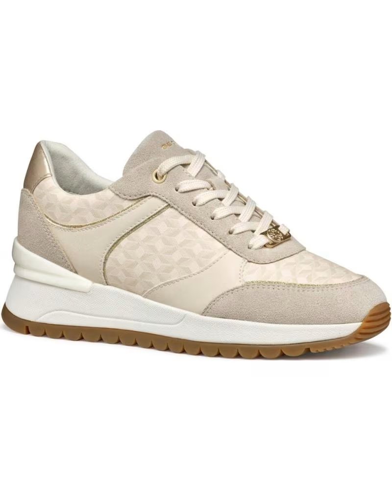 Geox Blanco De Deportivo D5500a De Piel Y Malla - Beige Crema