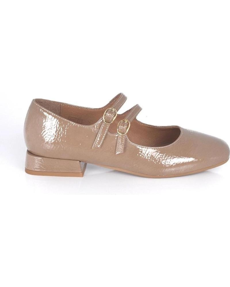 Bailarinas de Mujer PACO HERRERO MARCEDITA DOS HEBILLAS CHAROL ARRUGADO TAUPE VARIOS COLORES