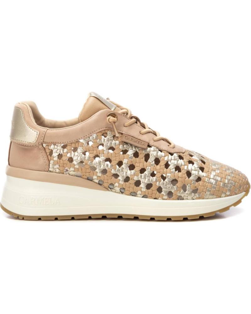 ZAPATILLAS DEPORTIVAS CARMELA DE PIEL BEIGE CON DISEÑO PERFORADO Y PLANTILLA EXTRAÍBLE BEIGE