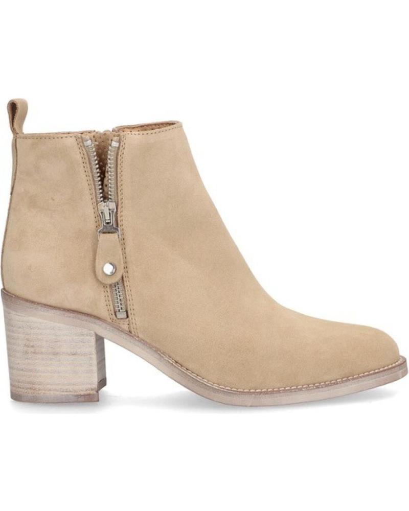 BOTINES ALPE 5377 DE SERRAJE BEIGE CON TACÓN BLOQUE MARRóN
