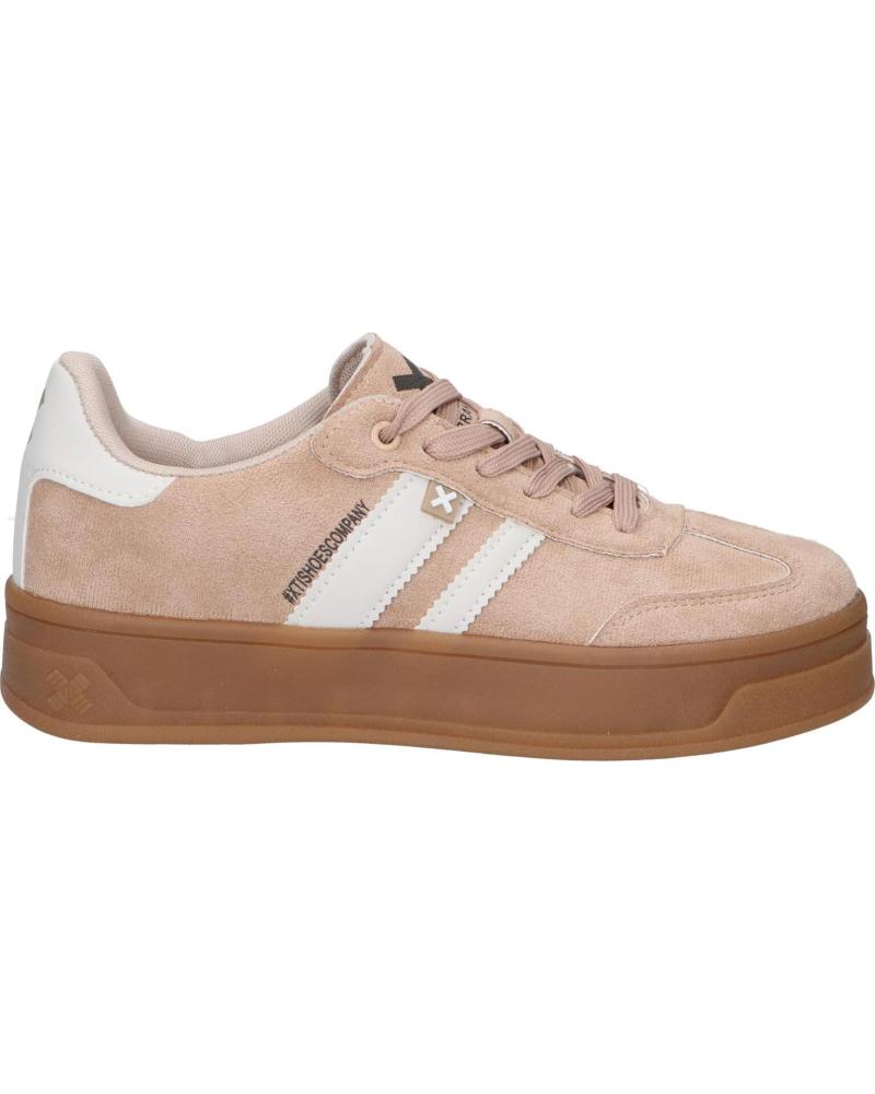 ZAPATILLAS CASUAL MUJER XTI MODELO 143644 ANTE BEIGE ROSADO ROSA