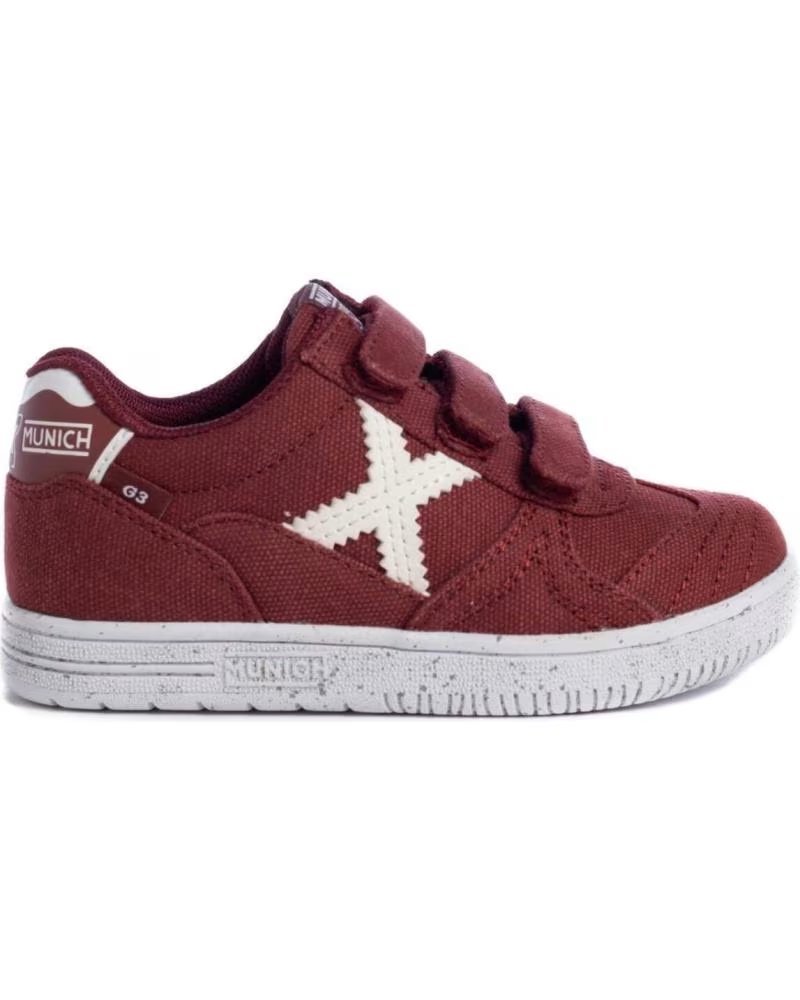 Deportivas de Niña y Niño Munich Zapatillas G-3 Junior Rojo Velcro Granate