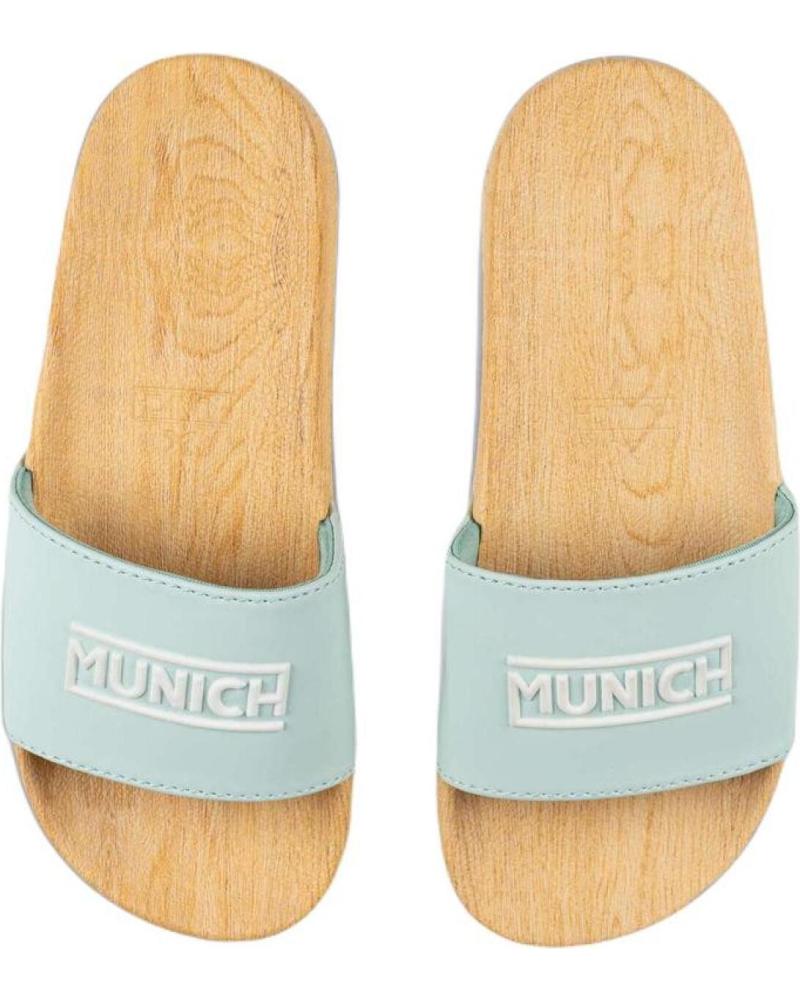 CHANCLAS MUNICH FLAT SLIDER PARA MUJER VERDE AGUA