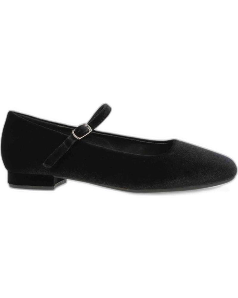 BAILARINAS AZAREY 459H585 DE TERCIOPELO NEGRO CON HEBILLA Y TACÓN FLEXIBLE BLACK
