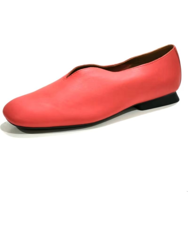 Camper Zapato Casual de Piel con Suela de Goma Rojo