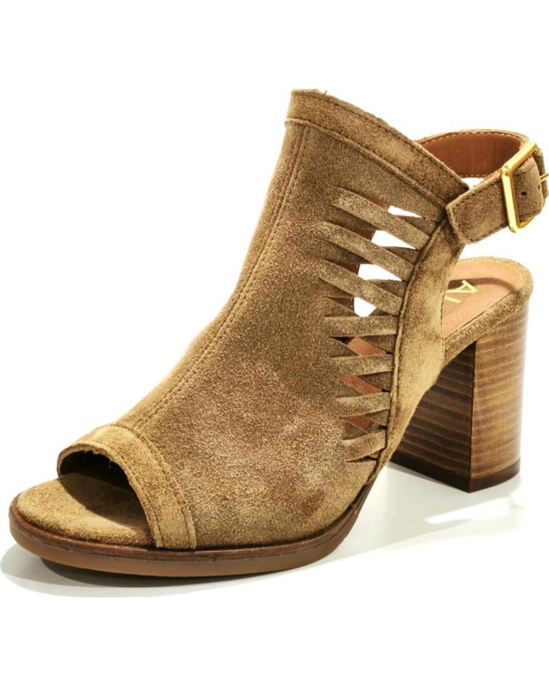SANDALIAS DE VESTIR ALPE DE ANTE COLOR CUERO CON TACÓN CUERO