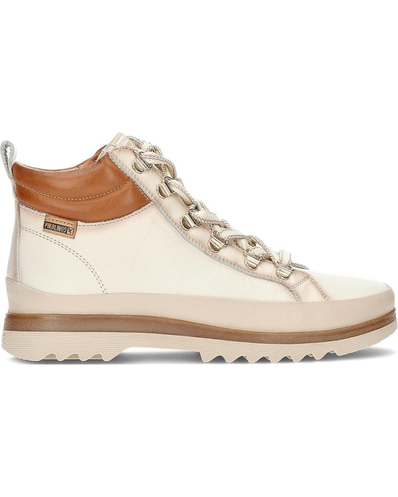 BOTÍN MUJER PIKOLINOS VIGO W3W-8564 PIEL NATA ACORDONADO NATA