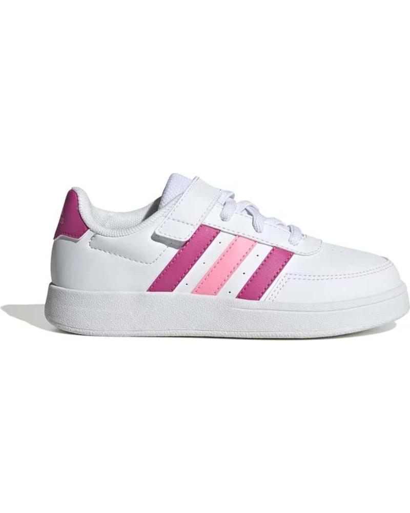 ZAPATILLAS ADIDAS BREAKNET 2.0 HP8966 BLANCAS CON RAYAS ROSAS Y VELCRO BLANCO