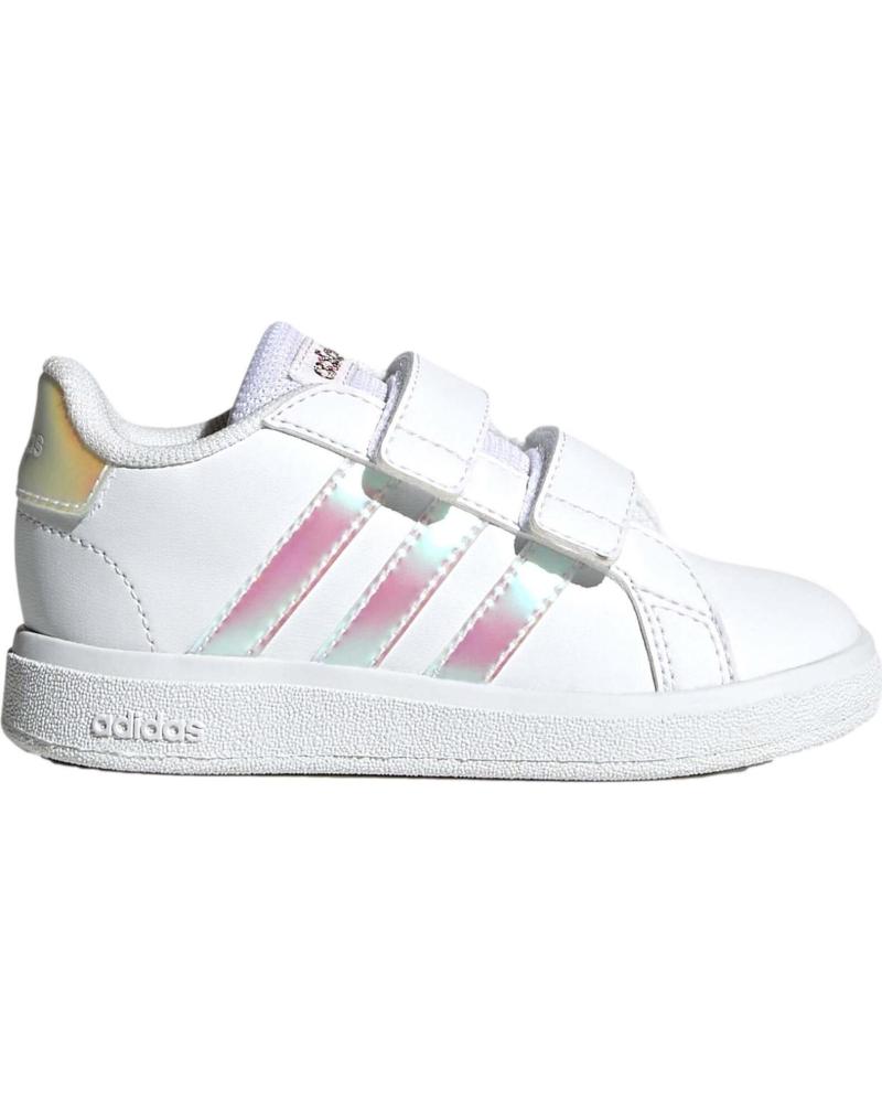 ZAPATILLAS ADIDAS GRAND COURT 2.0 CF GY2328 BLANCAS CON CIERRE DE VELCRO E DETALLES IRIDISCENTES BLANCA