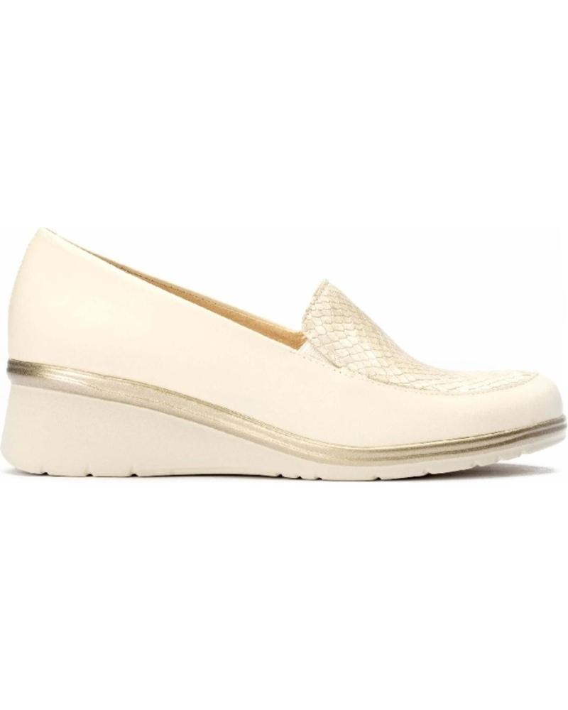 Bailarinas de Mujer PITILLOS - MOCASIN PIEL PALA SERPIENTE CREMA-ORO