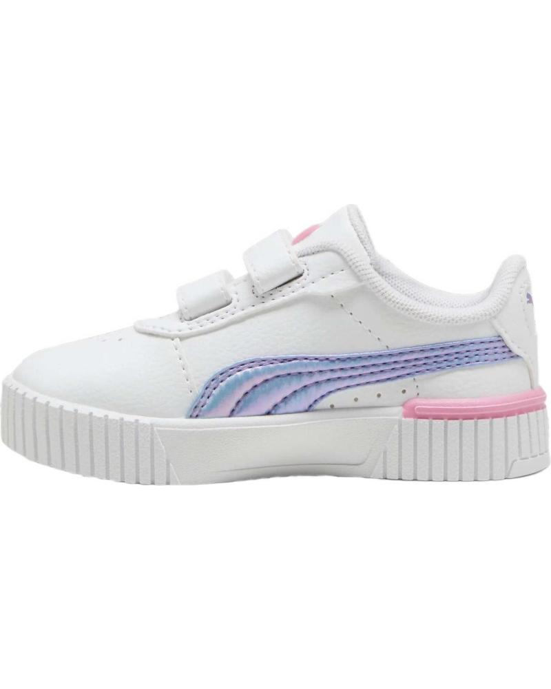 PUMA CARINA 2.0 397974-01 - ZAPATILLAS BLANCAS CON VELCRO Y DETALLES LILA-ROSA MULTICOLOR