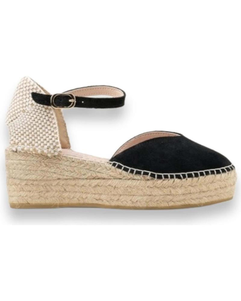 SANDALIAS ALPARGATAS DE PLATAFORMA MACARENA JIMENA NEGRAS NEGRO