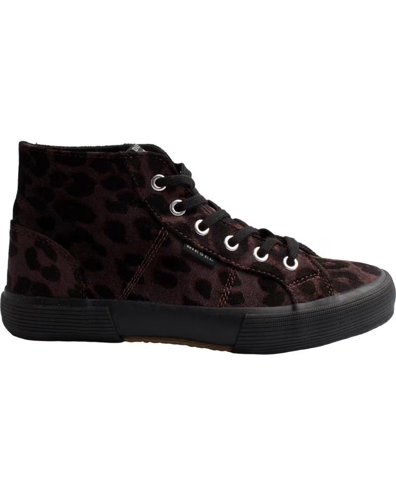Diesel Zapatillas de Corte Alto YKK-301 para Mujer Gris Animal Print