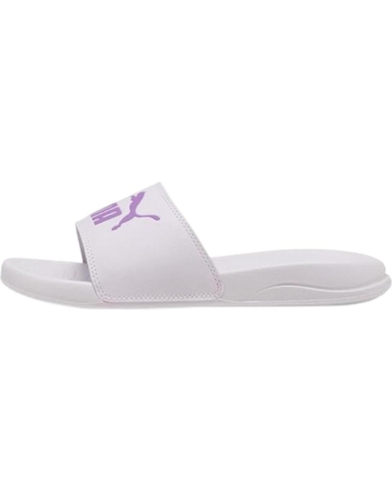 CHANCLAS PUMA POPCAT 20 BLANCAS CON LOGO MORADO 44