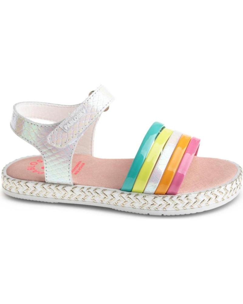 SANDALIAS PLANAS PABLOSKY 437309 DE PIEL MULTICOLOR ARCOÍRIS BLANCO