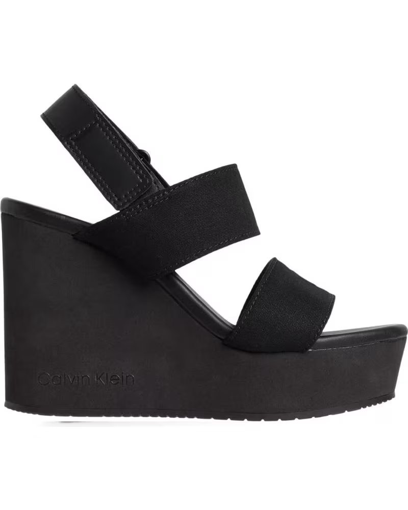 Calvin Klein Wedge Sandal Webbing In Negro