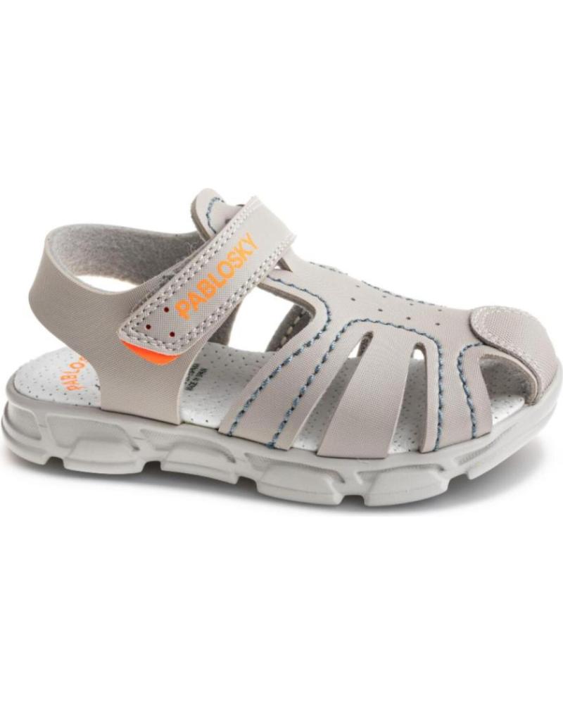 SANDALIAS DE PIEL PABLOSKY GRIS CON VELCRO Y PUNTERA REFORZADA GRIS