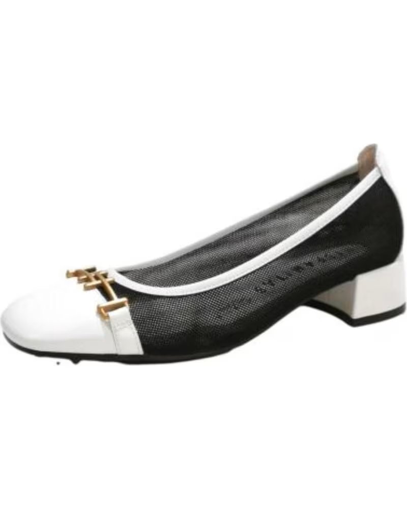 de hispanitas zapato hispanitas hv253992 piel y malla textil con tacon blanco negro