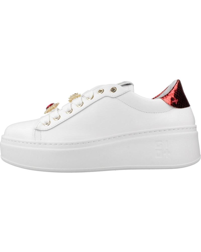 GIO PIA300A - ZAPATILLAS CASUAL MUJER BLANCAS CON DETALLE ROJO WHITE